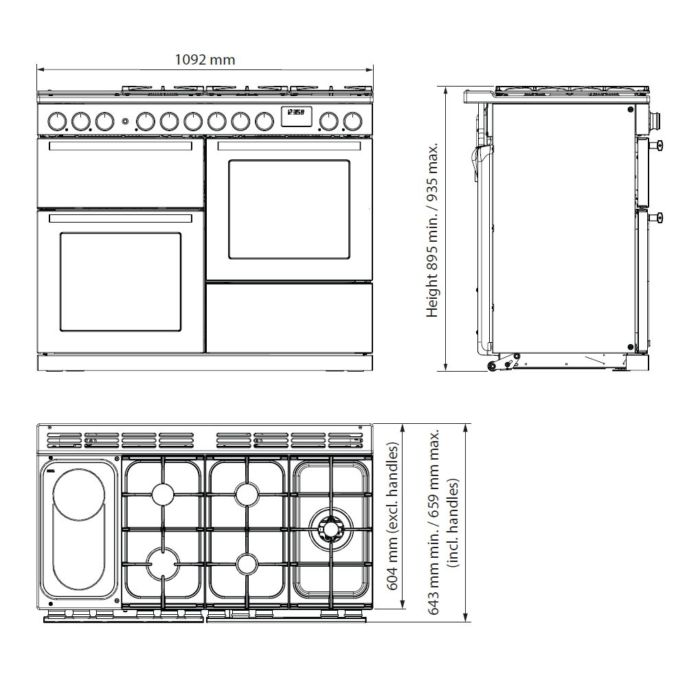Rangemaster Nexus 110cm OC Dual Fuel Range Cooker 16417 NEXO110DFPCBL/CM1 – Charcoal Black