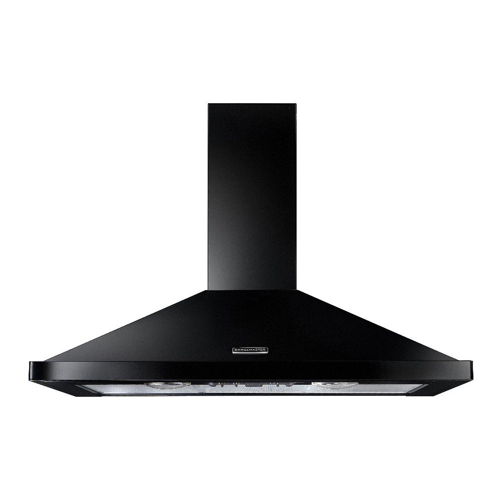 Rangemaster 90cm Chimney Hood With Chrome Badge RHDC90BL/C – Black