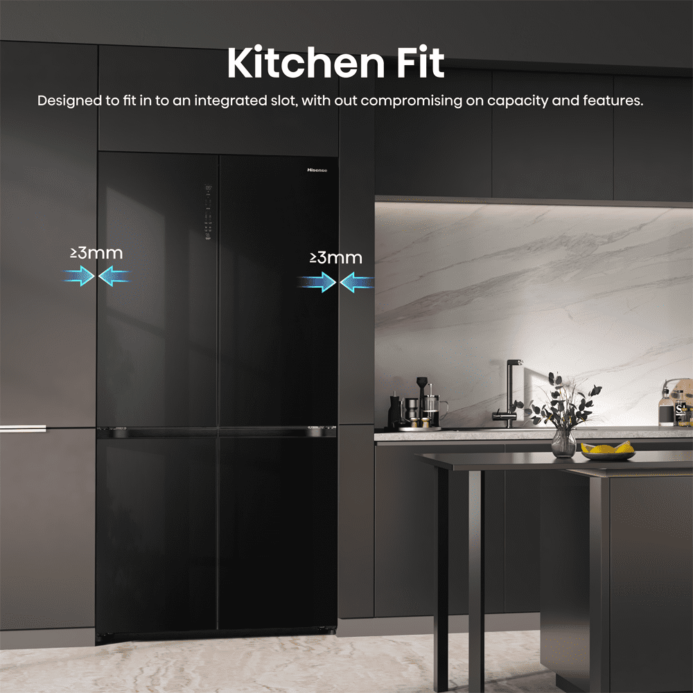 Hisense Kitchenfit Four Door American Style Fridge Freezer RQ768N4GBE- Black