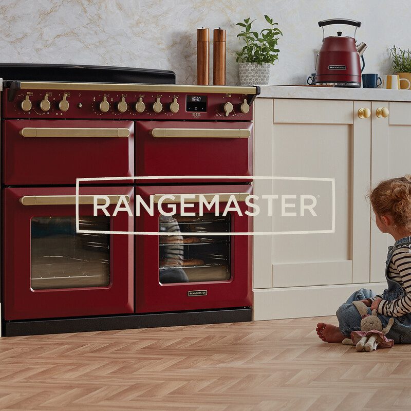Rangemaster Estel Deluxe BC 110cm Induction Range Cooker With Antique Brass Trim 18168 ESDLB110EIPBOR/AB1 – Bordeaux