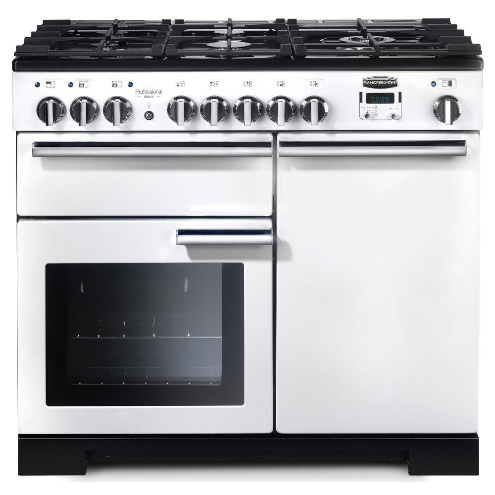 Rangemaster Professional Deluxe 100cm Dual Fuel Range Cooker 98950 PDL100DFFWH/C – White