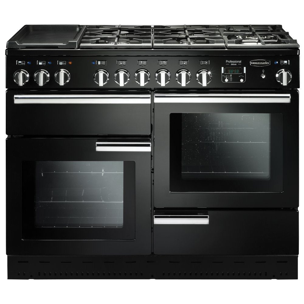 Rangemaster Professional Deluxe 110cm Dual Fuel Range Cooker 97520 PDL110DFFGB/C – Black