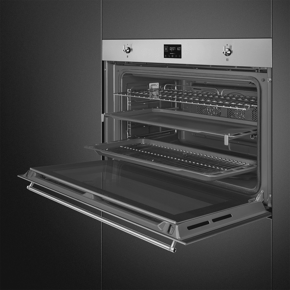 Smeg 90cm Classic Pyrolytic Multifunction Single Oven SFP9302TX – Stainless Steel