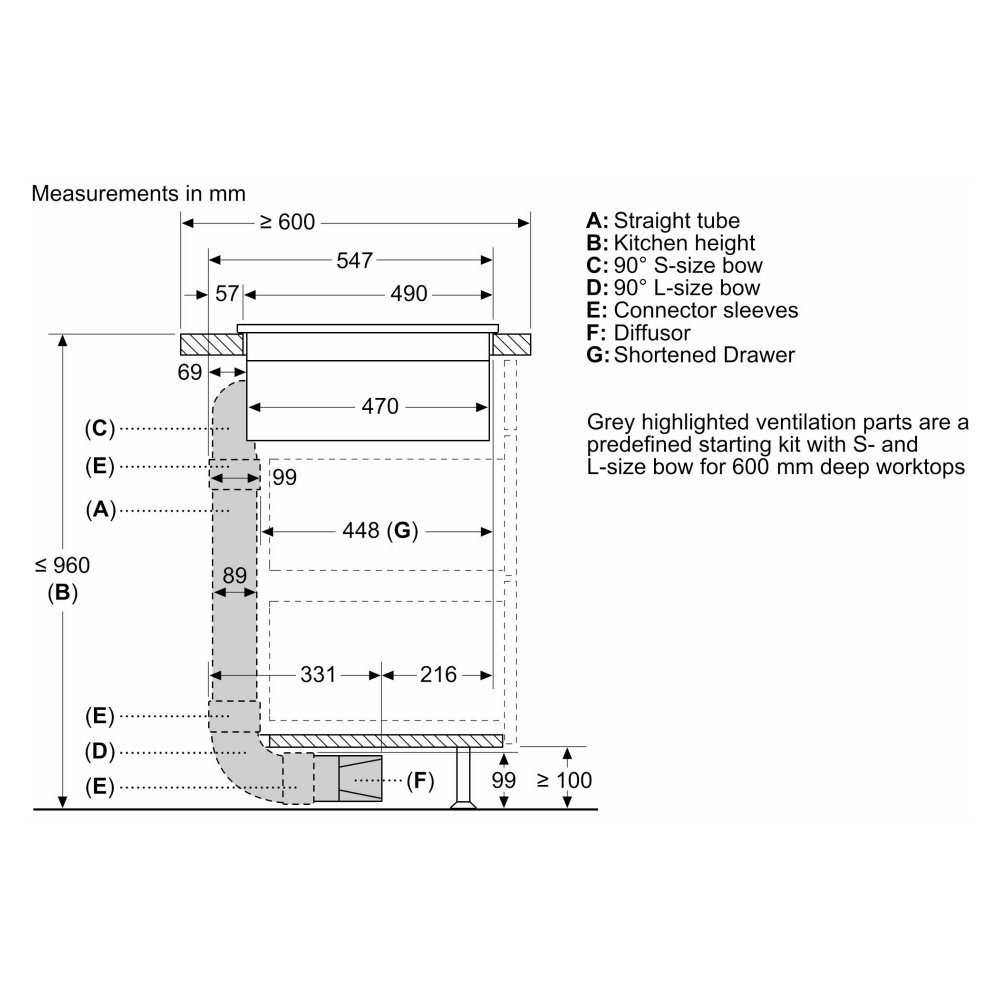Siemens 60cm Deep Recirculation Kit For Air Venting Hob HZ9VDKR1