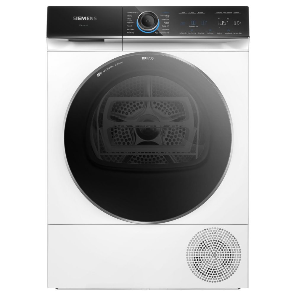 Siemens WQ46B2C9GB 9kg IQ-700 Heat Pump Condenser Tumble Dryer – WHITE