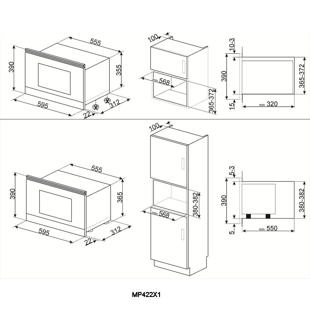 Smeg Built In Cucina Microwave And Grill For Wall Unit MP422X1 – STAINLESS STEEL