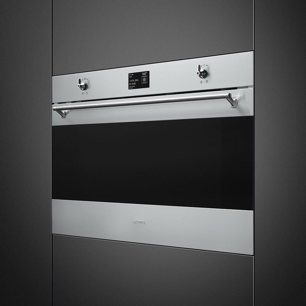 Smeg 90cm Classic Pyrolytic Multifunction Single Oven SFP9395X1 – Stainless Steel