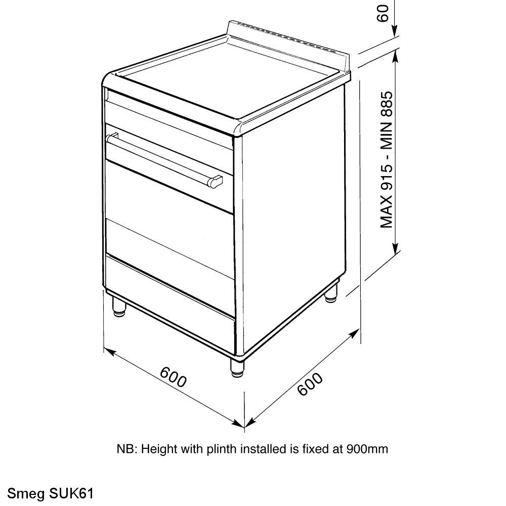 Smeg 60cm Concert Freestanding Pyrolytic Dual Fuel Cooker SUK61PX8 – Stainless Steel