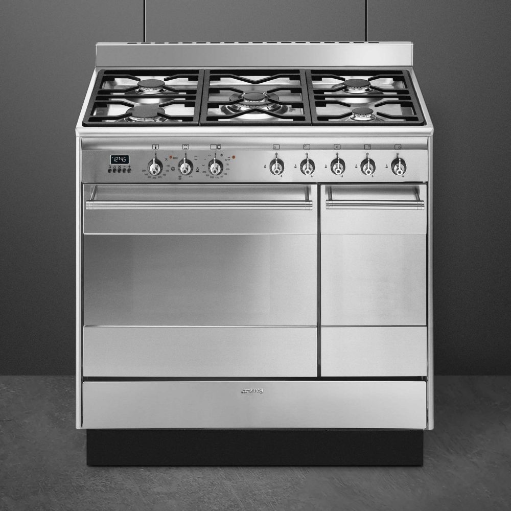 Smeg 90cm Concert Dual Fuel Twin Range Cooker SUK92MX9-1 – STAINLESS STEEL