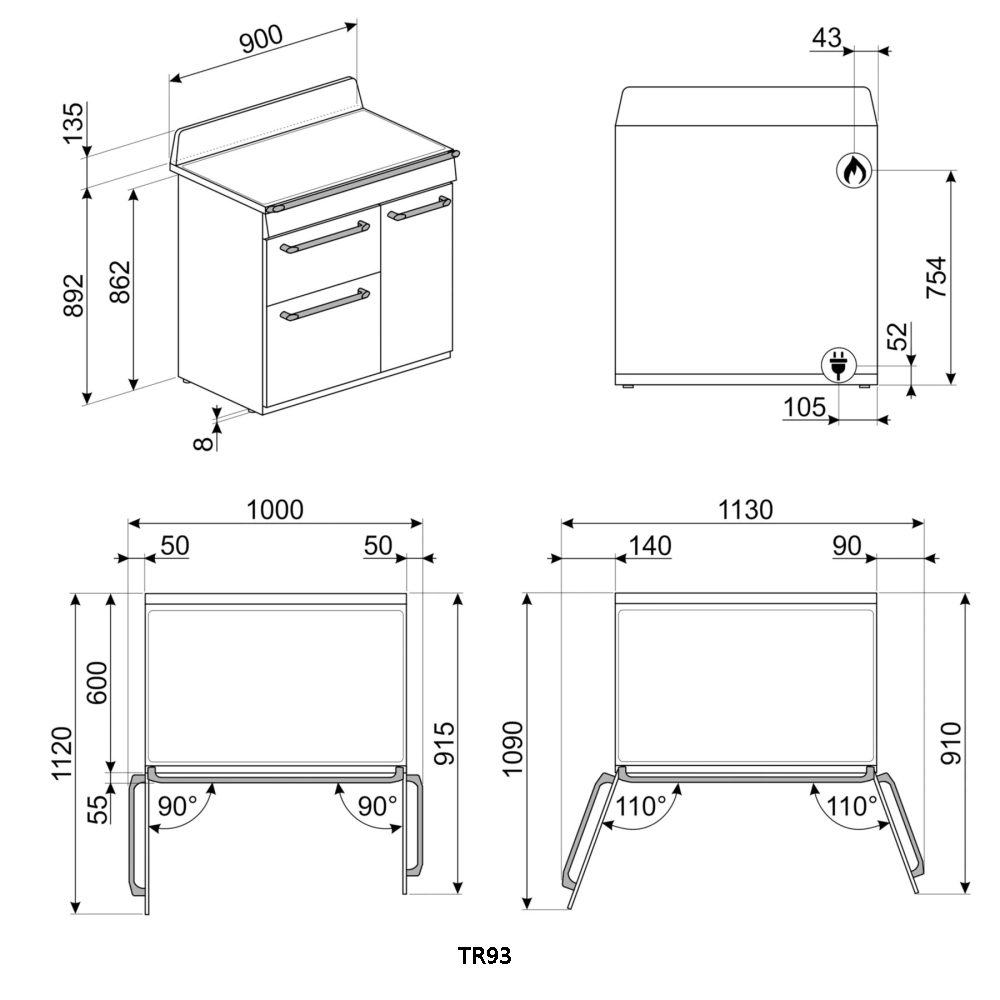 Smeg 90cm Victoria Dual Fuel Range Cooker TR93GR – Slate