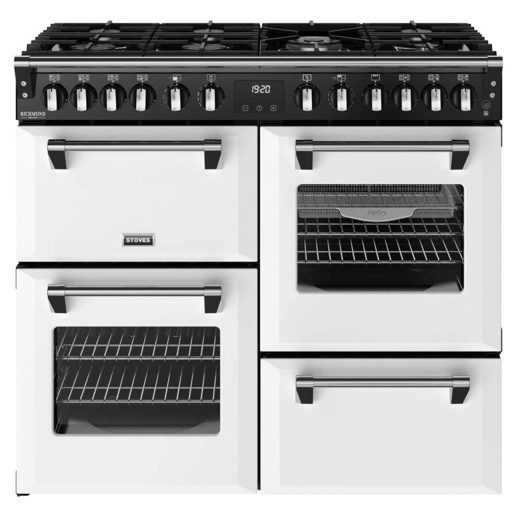 Stoves Richmond Deluxe 100DF Dual Fuel Range Cooker 444412016 – ICE WHITE