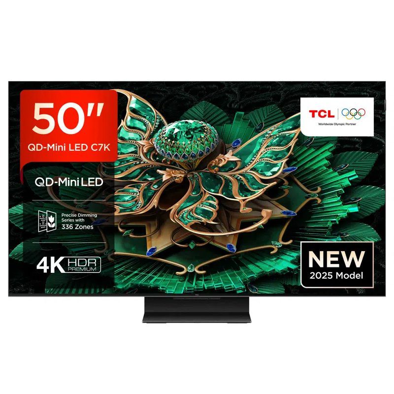 TCL 2025 50″ Premium 4K QD-Mini LED UHD Smart TV 50C7K – Black