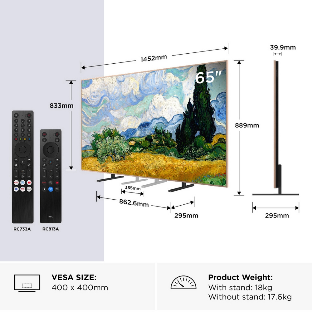 TCL 65" 4K QD-MINI LED Ultra HD Smart TV 65A400 PRO-UK