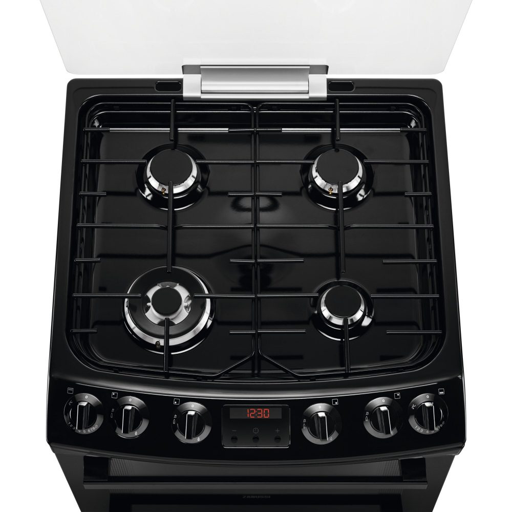 Zanussi 55cm Freestanding Gas Cooker ZCG43250BA – BLACK