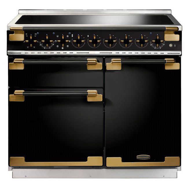 Rangemaster Elise Luxe 100cm Black Edition Induction Range Cooker With Antique Brass Trim ELS100EIGB/BE – Black